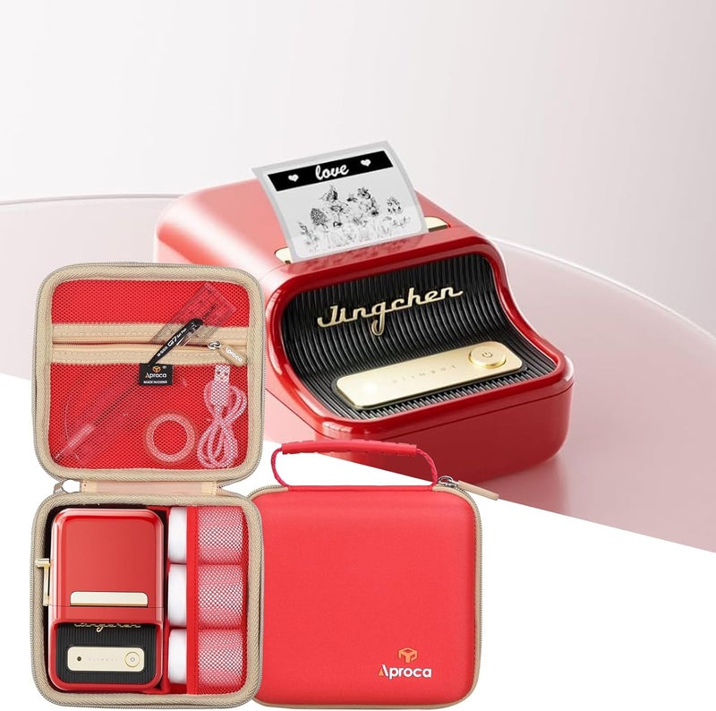 Aproca حافظة متوافقة مع طابعة الملصقات الحرارية NIIMBOT B21، حقيبة تخزين محمولة للإكسسوارات - أحمر (حافظة فقط) - Image 4